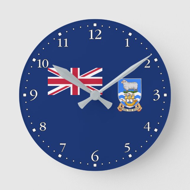 Reloj Redondo Mediano Bandera de las Islas Malvinas (Anverso)