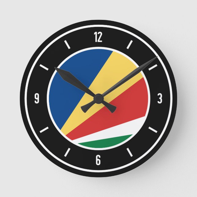 Reloj Redondo Mediano Bandera de las Seychelles elegante (Anverso)