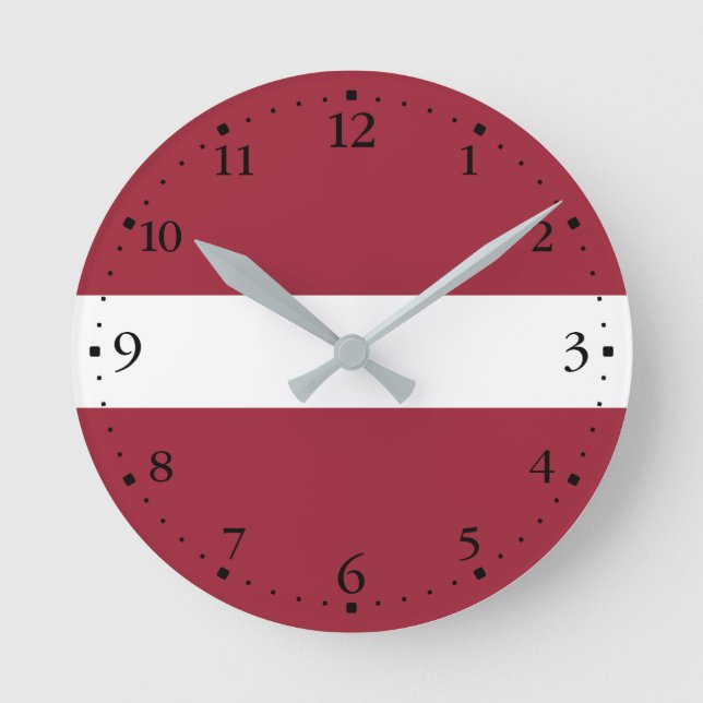 Reloj Redondo Mediano Bandera de Letonia (Anverso)