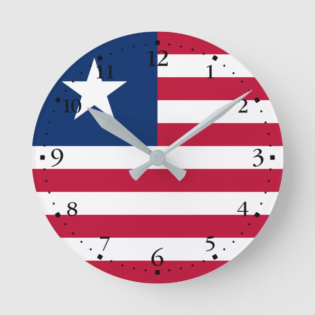Reloj Redondo Mediano Bandera de Liberia (Anverso)