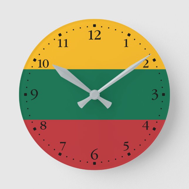 Reloj Redondo Mediano Bandera de Lituania (Anverso)