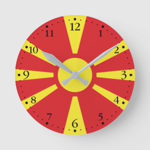 Reloj Redondo Mediano Bandera de Macedonia del Norte