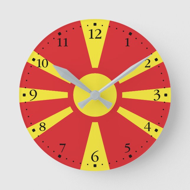 Reloj Redondo Mediano Bandera de Macedonia del Norte (Anverso)