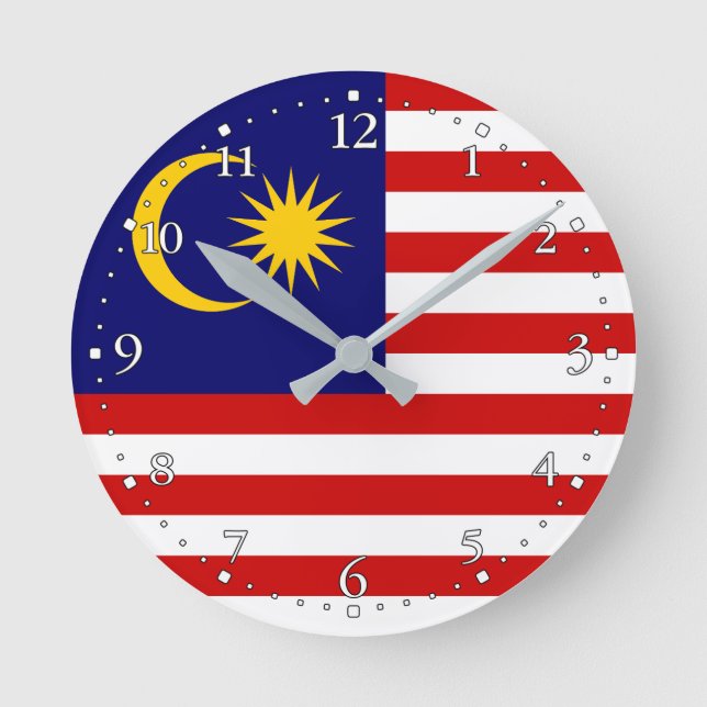 Reloj Redondo Mediano Bandera de Malasia (Anverso)