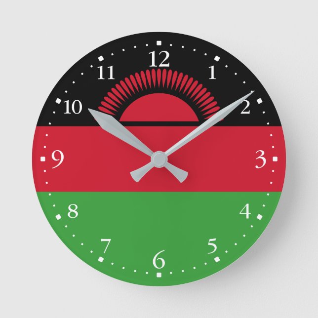 Reloj Redondo Mediano Bandera de Malawi (Anverso)