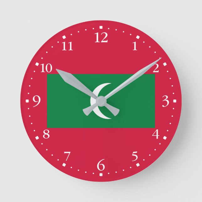 Reloj Redondo Mediano Bandera de Maldivas (Anverso)
