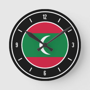Reloj Redondo Mediano Bandera de Maldivas elegante