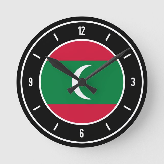 Reloj Redondo Mediano Bandera de Maldivas elegante (Anverso)