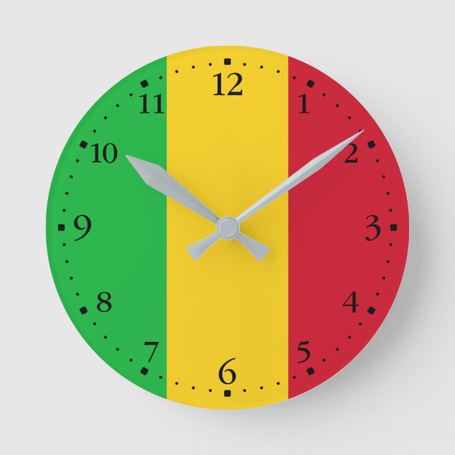 Reloj Redondo Mediano Bandera de Mali (Anverso)