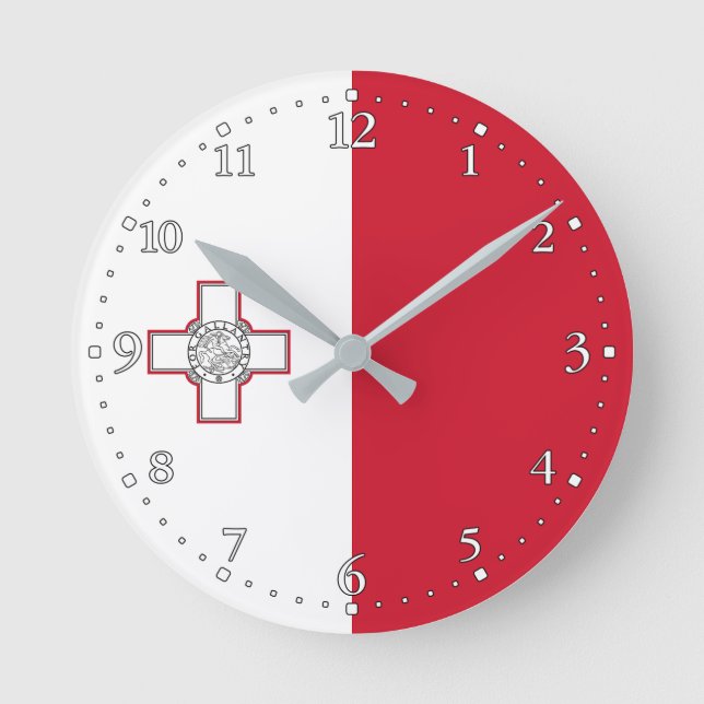 Reloj Redondo Mediano Bandera de Malta (Anverso)