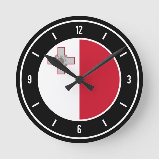 Reloj Redondo Mediano Bandera de Malta elegante (Anverso)