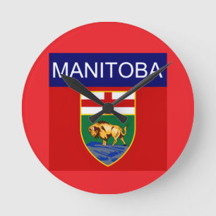 Reloj Redondo Mediano Bandera de Manitoba 