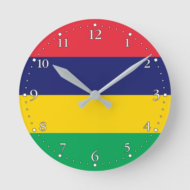 Reloj Redondo Mediano Bandera de Mauricio (Anverso)
