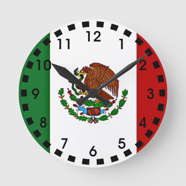 Reloj Redondo Mediano Bandera de México (Anverso)