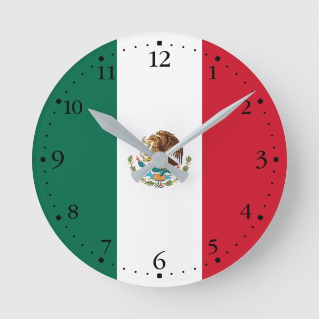 Reloj Redondo Mediano Bandera de México (Anverso)