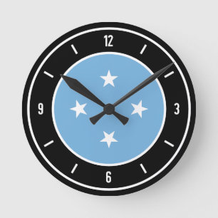 Reloj Redondo Mediano Bandera de Micronesia Elegante