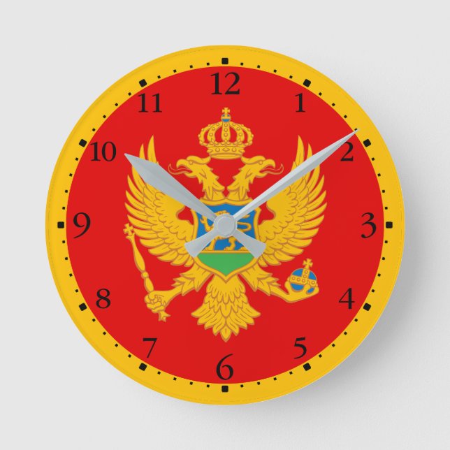 Reloj Redondo Mediano Bandera de Montenegro (Anverso)