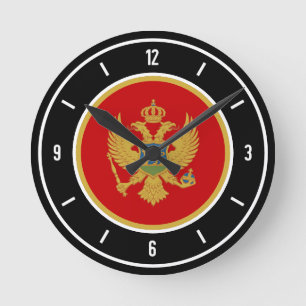 Reloj Redondo Mediano Bandera de Montenegro elegante