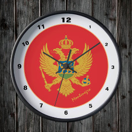 Reloj Redondo Mediano Bandera de Montenegro moderna, diseño de hogar de