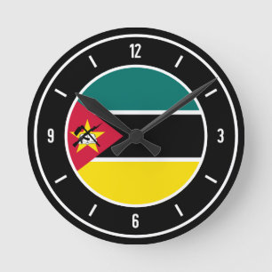 Reloj Redondo Mediano Bandera de Mozambique elegante