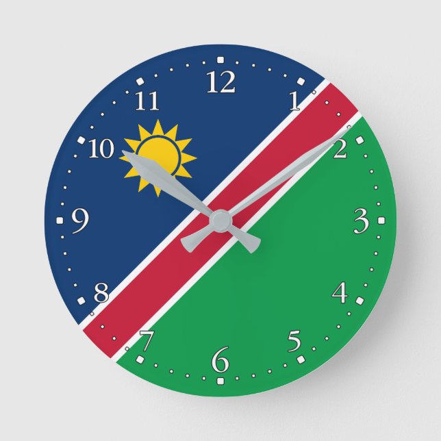 Reloj Redondo Mediano Bandera de Namibia (Anverso)