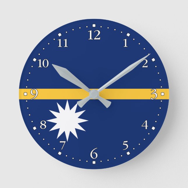 Reloj Redondo Mediano Bandera de Nauru (Anverso)