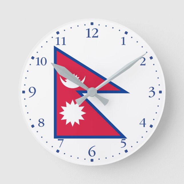 Reloj Redondo Mediano Bandera de Nepal (Anverso)