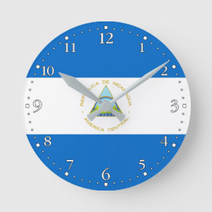 Reloj Redondo Mediano Bandera de Nicaragua