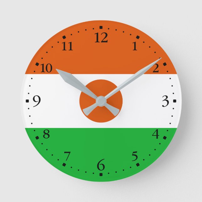 Reloj Redondo Mediano Bandera de Níger (Anverso)