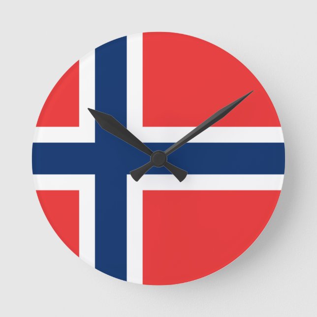 Reloj Redondo Mediano Bandera de Noruega (Anverso)