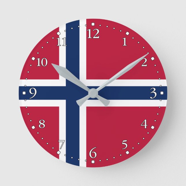 Reloj Redondo Mediano Bandera de Noruega (Anverso)