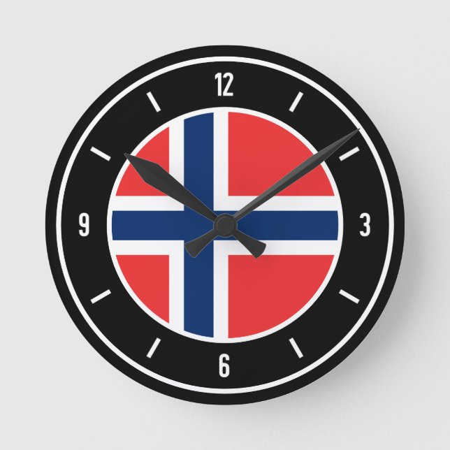 Reloj Redondo Mediano Bandera de Noruega elegante (Anverso)