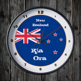 Reloj Redondo Mediano Bandera de Nueva Zelanda, Kia Ora, hogar Nueva Zel