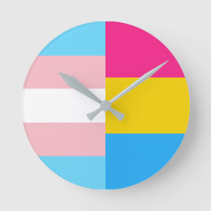 Reloj Redondo Mediano Bandera de orgullo pansexual transgénero dual