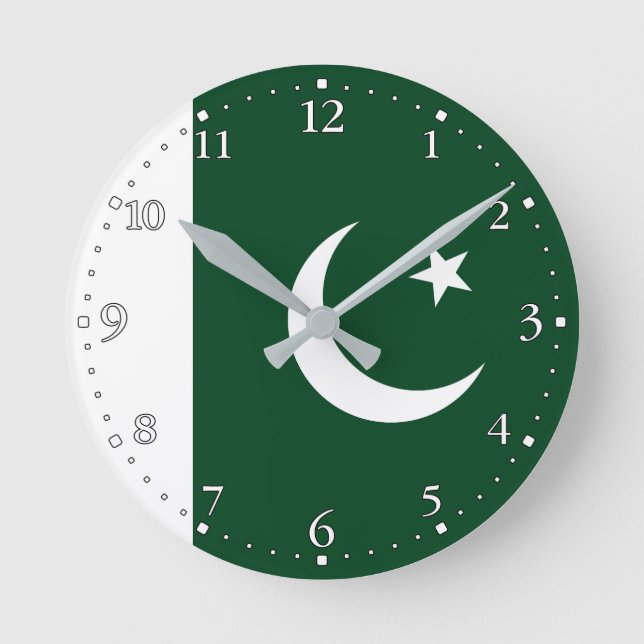 Reloj Redondo Mediano Bandera de Pakistán (Anverso)