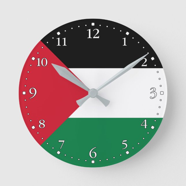 Reloj Redondo Mediano Bandera de Palestina (Anverso)