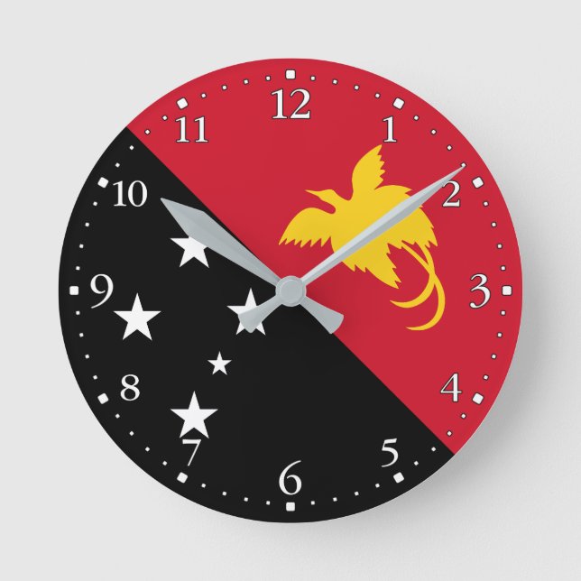 Reloj Redondo Mediano Bandera de Papúa Nueva Guinea (Anverso)