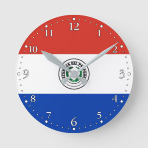 Reloj Redondo Mediano Bandera de Paraguay