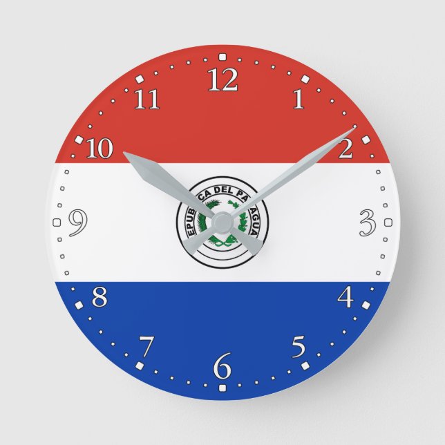 Reloj Redondo Mediano Bandera de Paraguay (Anverso)
