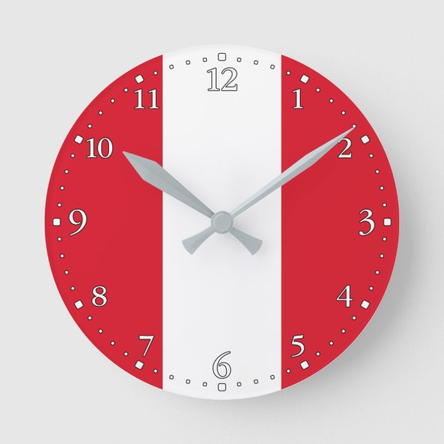 Reloj Redondo Mediano Bandera de Perú (Anverso)