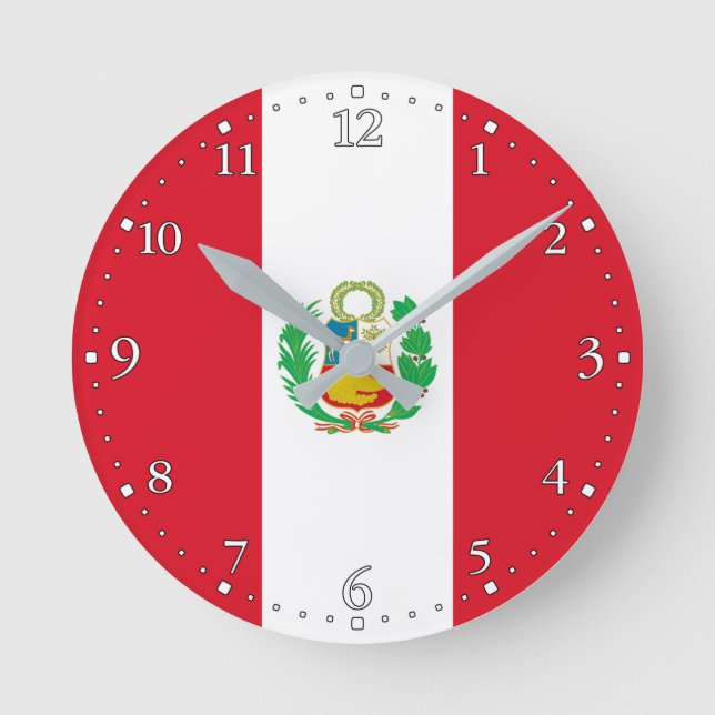 Reloj Redondo Mediano Bandera de Perú (Anverso)