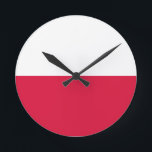 Reloj Redondo Mediano Bandera de Polonia<br><div class="desc">Bandera de Polonia - Flaga Rzeczypospolitej Polskiej - Flaga Polski</div>