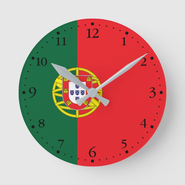 Reloj Redondo Mediano Bandera de Portugal (Anverso)