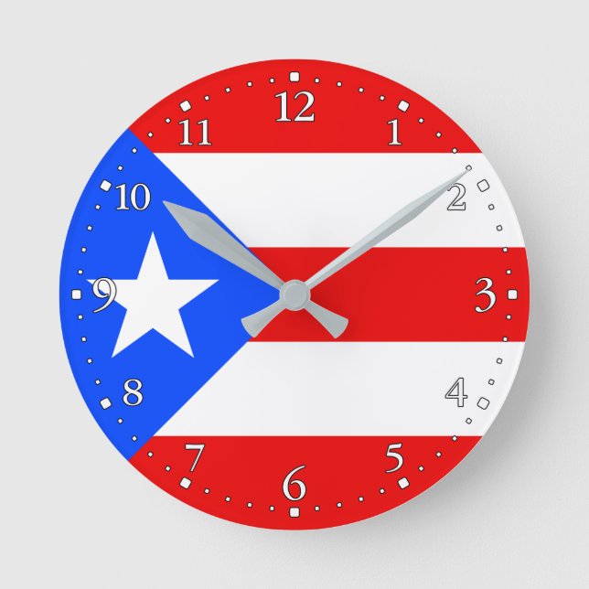 Reloj Redondo Mediano Bandera de Puerto Rico (Anverso)