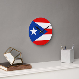 Reloj Redondo Mediano bandera de Puerto Rico