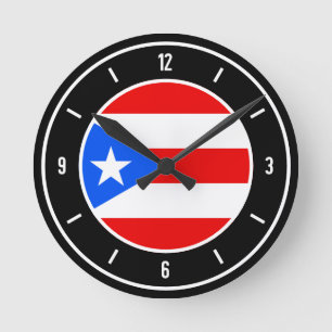 Reloj Redondo Mediano Bandera de Puerto Rico elegante