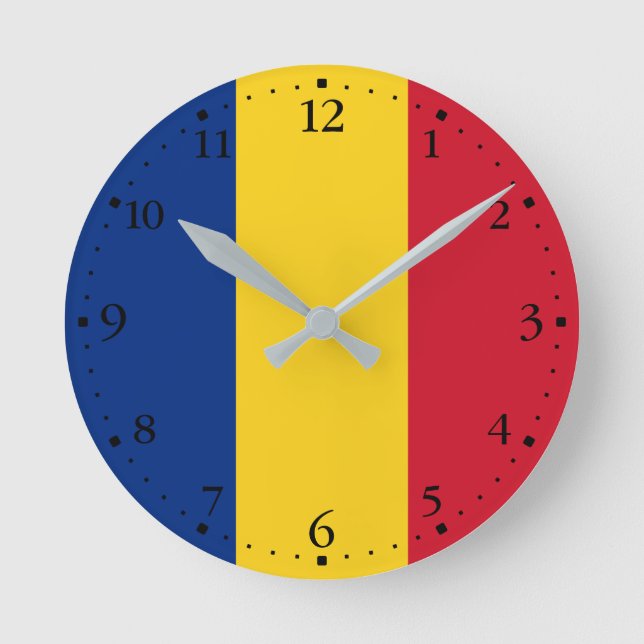 Reloj Redondo Mediano Bandera de Rumania (Anverso)