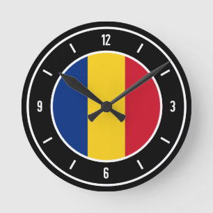 Reloj Redondo Mediano Bandera de Rumania elegante
