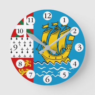Reloj Redondo Mediano Bandera de Saint Pierre y Miquelon