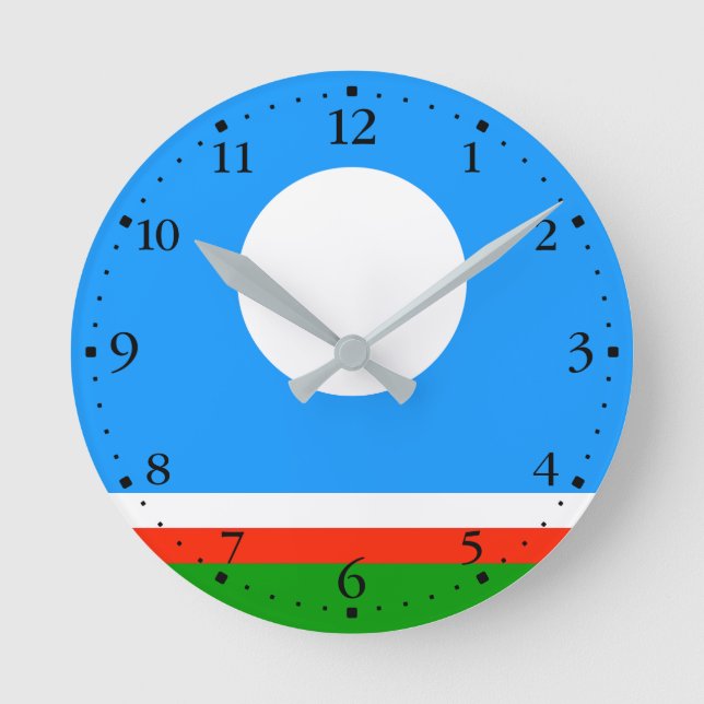 Reloj Redondo Mediano Bandera de Sakha (Anverso)